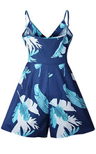 Load image into Gallery viewer, Angashion Women&#39;s Sexy V Neck Printed Spaghetti Strap Beach Romper Shorts Jumpsuit XS-3XL

