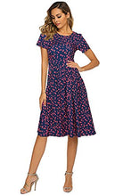 Load image into Gallery viewer, OURS Women&#39;s Summer Casual Floral Print Short Sleeve Flared Midi Dress
