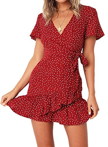 Relipop Summer Women Short Sleeve Print Dress V Neck Casual Short Dres – ladysummer-dress Relipop Summer Women Short Sleeve Print Dress V Neck Casual Short Dres – ladysummer-dress
